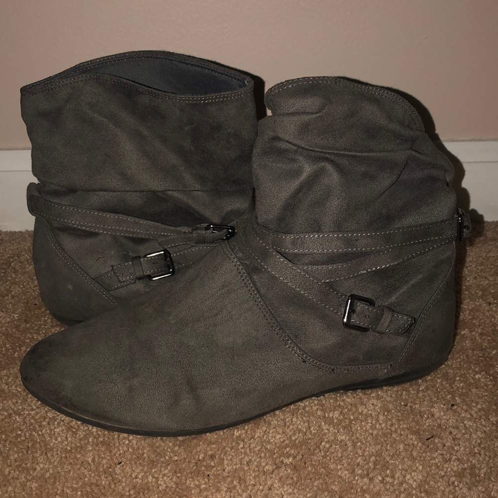 Gray ankle booties